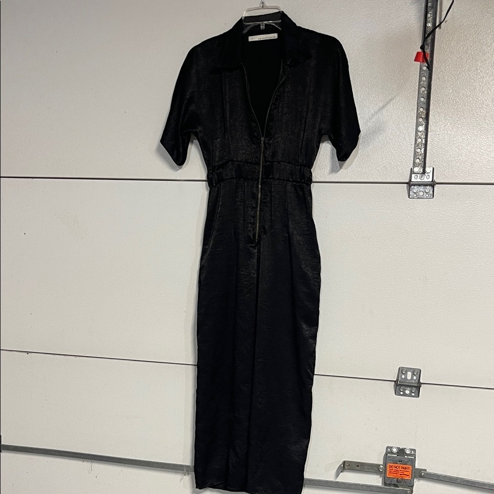 STILLWATER WOMENS BLACK ZIP UP JUMPSUIT SHORT SLEEVE XS